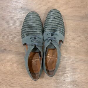 Women's Teal Patterned Oxfords